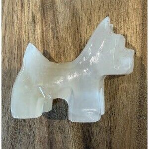 Vintage Marble/Quartz Stone White Scottish Terrier Scottie Trinket Figurine Mini
